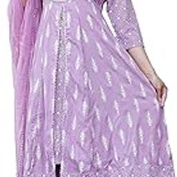 Traditional Anarkali Suit Set with Embroidered Yoke, Maroon and Gold, 3/4 Sleeves, with Matching Dupatta and Pants-image-88