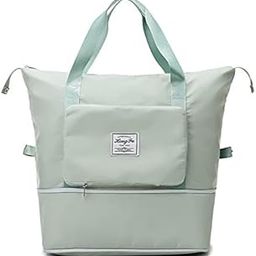 Foldable Nylon Duffle Bag for Travelling Large Capacity Luggage Bag for Women's Expandable Lightweight Waterproof Weekender Carry Bag Shoulder Bag with Dry & Wet Pocket Tote Bag (Light Green)-image-41