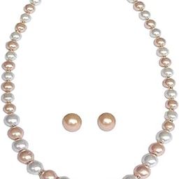 AD Pearls Beautiful Mala Chokar Necklace With Stud Earring Set for Women and girls Pearls-image-20