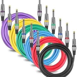 3 Meter Electric Guitar Cable for Amplifier [6 Pack] 6.35 mm 1/4 Inch TS Instrument Cable Male to Male Metal plug for Guitar Amp Cable, Bass, Keyboard, Mixer, Amplifier, Equalizer,Speaker.-picture-27