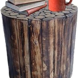 Wood Choice Handcrafted Round Mango Wood Stool - Versatile and Functional Home Decor and Seating Solution-28