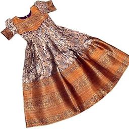 JH JAHEE New Traditional Ethnic Silk Anarkali Frock Gown for Girls | Flared Indian Dress Long Gown | Kids Ethnic Wear Outfit-image-17