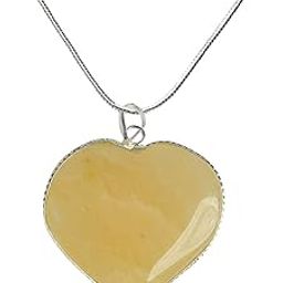 Natural Citrine Pendant Frame Heart Shape Crystal Stone Pendant/Locket with Metal Chain for Reiki Healing and Crystal Healing Gemstone Size 30-35 mm (Color : Yellow)-image-85