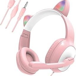 MERISHOPP USB Cat Ear Wired Headset for Pc Games Laptop Tv Smartphones Pink|Consumer Electronics | Portable Audio & Headphones | Headphones-11
