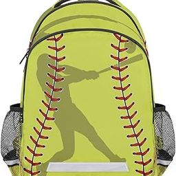 Yellow Baseball Sport Softball Backpack School Bookbag Laptop Purse Casual Daypack for Teen Girls Women Boys Men College Travel, Multicolor, 16.7x11.6x6.9 inch, Daypack Backpacks-image-59