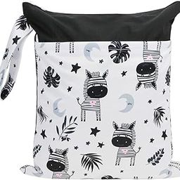 Hi Sprout Grab and Go Waterproof Washable Reusable Diaper Wet Dry Cloth Diaper Bags, Zebra-13
