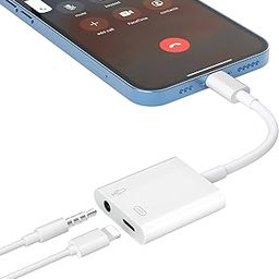 KPDP Headphone Adapter Compatible for iPhone Support Call, 2 in 1 Lightning to 3.5mm Earphone Audio Dongle with Charger Splitter Aux Accessories for iPhone 14/13/12/11Pro Max Xs X(White)-picture-22
