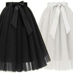 Girls Tulle Skirts A-line Mesh Skirt Tutu Skirts Dress for Toddler Girls Pack of 2(Black&White7 Years - 8 Years)-image-49