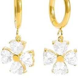 Gold Phoebe Huggie Earrings for Girls & Women 18K Gold Plated Heart-Shaped Diamond Studs Waterproof & Anti-Tarnish Lightweight Gold Earrings Stylish Aesthetic Jewelry for Kids and Women-image-1