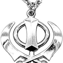 Punjabi Khanda Symbol Antique Gold Finish Mens Pendant Sikh Sardar Khalsa Steel Silver-image-56