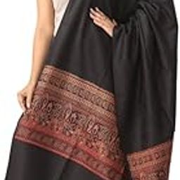MANRA Women's Kashmiri Acro Wool Self Design Border Shawl [SIZE:40X80 Inches] (SHAWL BORDER 818)-picture-0