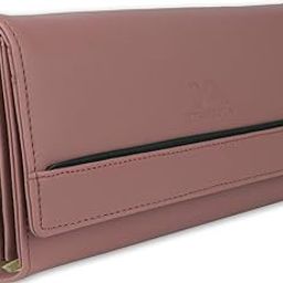 Women's and Girls Synthetics Faux Leather Tow Fold Hand Clutch Wallet Hand Bags Purses YKFC-504PEACH-image-74