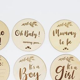 UJEAVETTE® 6Pcs Baby Birth Milestone Wooden Card for Photo Prop Baby Shower C-image-69
