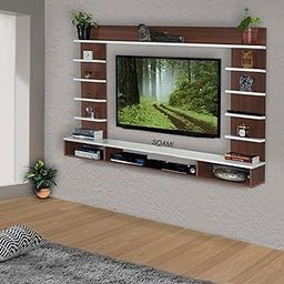 RADHA CRAFT TV Unit Wall Mounted TV Unit Wall TV Cabinet with Shelves Display Unit for Living Room, Set Top Box Stand - Teak Natural/White (D.I.Y - Do-It-Yourself) Ideal for up to 52"-image-27