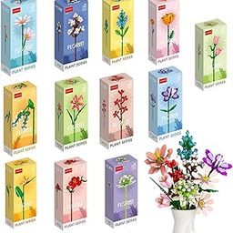 Birthday Popper 12 Pcs Flower Bouquet Building Kit as Birthday Return Gifts - Assorted Theme DIY Artificial Plant Bricks Toys for Kids Ages 6+-image-12