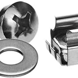 Server Rack & Cabinet M6 Cage Nuts & Mounting Screws With Washer, Nickel Finish, 10 set-20