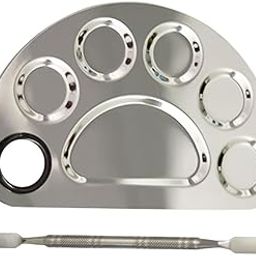 Lucifer Professional 2 in 1 Makeup Cosmetic Mixing Palette, Stainless Steel Foundation Palette with Spatula for Mixing Foundation, Eye Shadow, Eyelash, Lipstick, Nail Art, Silver (Oval)-image-7