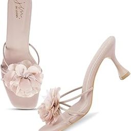 Women’s Open-Toe flower design Spool Heels with Floral Accent | Elegant Sandals for Weddings and Parties-image-79