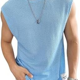 Men's Waffle Tank Tops – Sleeveless Round Neck Polycotton T-Shirt for Gym, Running, and Outdoor Activities-image-50