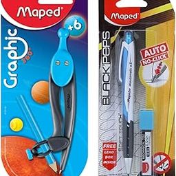 Maped Mandala Art Pencil Kit|1Mechanical Pencil(0.5mm) &1 Graphic 360° Compass|Doodling Kit|Compass|Writing Material|School instruments|Triangular Shape for Easy Grip|Doodle Fine Liner Pen|Fine Doodle-24