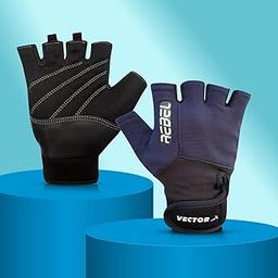 Vector X Rebel Unisex Workout Weight Lifting Gloves for Men and Women with Wrist Support,Fingerless Grip for Weightlifting,Cycling,Exercise,Training,Fitness,Material-(Spandex)(Navy)(Large)-image-98