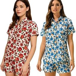 Women’s Printed Co-Ord Set Combo | Pack of Two-Piece Set - (Multicolour)-picture-7