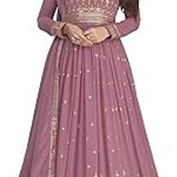 Georgette Embroidered Semi-Stitched Gown for Women-picture-23