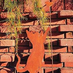Yardstory Metal Silhouette Stake of Cat and Bird Playing-image-20
