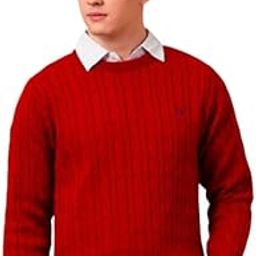 "Rich Maple Red Cable-Knit Pullover for Warmth and Sophisticated Style-image-30