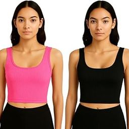 CRYO Women's Tank Top Combo ? Pack of 2 | Knitted Sleeveless Square Neck | Stretchable & Comfortable | Camisole for Gym, Yoga & Casual Outfits-image-16