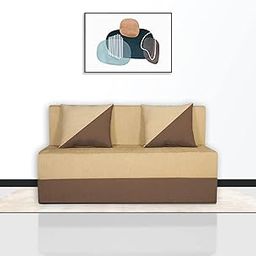 Screw & Art Two-Seater Sofa Cum Bed with Cushions, Beige and Brown, Modern Design (bige and Brown)-image-25