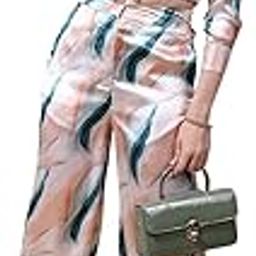 by The Indian Garage Co Women Flared Casual Abstract Print Cuff Shirt and Pant Co-ords Set-image-85