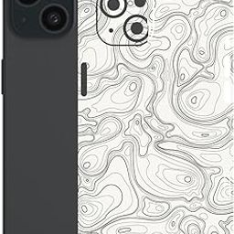 AtOdds Mobile Skin Sticker Wrap | Compatible for iPhone 15 | Scratchproof Matte Finish | Full Coverage for All Sides & Camera Protection (White-Terrain)-image-72