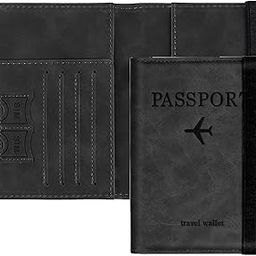 Passport Holder Passport Cover with Credit Card Slot and BoardingPass Slot Bi-Fold Passport Wallet Case Book Travel Must Have, PU Leather Travel Accessories-Unisex(Blue) (1, Black)-10