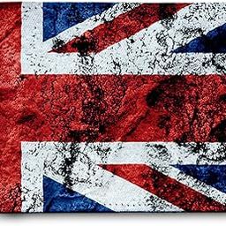 Grunge United Kingdom Flag Printed Canvas Leather Wallet for Men's-image-2