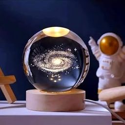 All in ONE Warehouse 3D Galaxy Crystal Ball Lamp with Wooden LED Base - Perfect for Your Home Night Lamp (8 cm, Yellow)-image-88