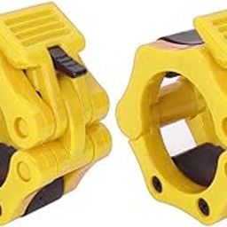 Protoner Fitness Olympic Rod Lock Barbell Clamp Collar Quick Release Pair of Locking Weight Clips Fit 2 Inch Barbell Lock for Workout, Weightlifting, Fitness & Strength Training, 1 Pair (Yellow)-image-1