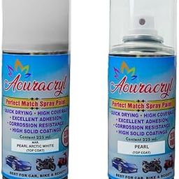 AOURACRYL Pearl Arctic White Spray Paint | RC Color-Matched Base Coat + PC | Compatible for Maruti Swift, Dzire, Ertiga, WagonR, Ciaz, Baleno, Brezza, Alto, XL6, Eeco | 225ml (Pack of 2) | Fast-Drying, High-Gloss Finish-10