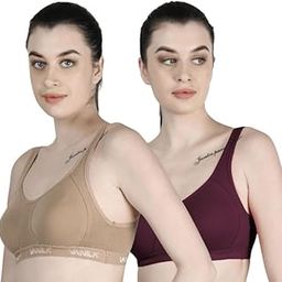 B Cup Comfortable Sports Bra for Women & Girls- Perfect for Daily Workout & Active Lifestyle (Beige_Mauve, Size 40-Pack of 2)-20