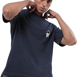 Men's Peace Out Astronaut Graphic Printed 100% Cotton T-Shirt - Oversized Fit, Round Neck, Half Sleeves-image-81