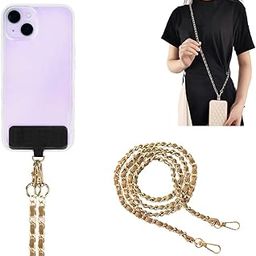 Cell Phone Lanyard Crossbody Hanging Chain Mobile Holder Sling Around Neck to Carry iPhone & Smartphone with Detachable Crossbody Shoulder Neck Strap for Girls Braided Gold Chain-picture-28