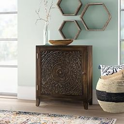 indian crafty Carved Floral Wood Storage Cabinet – Elegant Accent Wardrobe Organizer for Living Room, Drawing Room & Lounge (Brown, 66D x 30W x 71H cm)-image-107