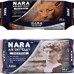 NARA Air-Dry Clay (Hard & Strong) 500g Clay for Arts & Crafts, DIY Projects, No Oven or Kiln Needed, Fast Drying, Perfect for Modelling, Coating, Painting, and Sculpting (Teracotta - Skin)- Pack of 2-image-89