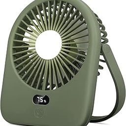 WOOMZY Portable Desk Fan with LED Light, Rechargeable 2000mAh Battery Operated Personal Fan, 180° Tilt Adjustable Small Silent Table Travel Fan, 5 Speeds Desktop Fan for Bedroom, Outdoor (Green)-image-99