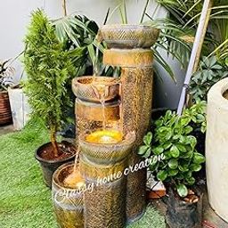 Classy Home Creation New Water Fountain 4 Tiered Bowl Stone Fiberglass Water Fouintain for,Office,Living Room & for Indoors and Outdoors, for Gifts Fiber 3 feet (Multicolour)-image-19