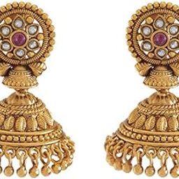 Ruby Gold Plated Ethnic Antique Earring - 412539-53