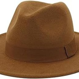 Unisex Elegant Church Fedora Hat Ribbon Band Belt Winter Outdoor (Khaki)-image-9
