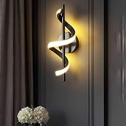 FILLISKA Luxurious LED Wall Lamp for Home with Adjustable Colour Changing Function (Black Spiral-5253) Aluminium-picture-26