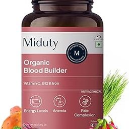 Miduty Organic Blood Builder | Anemia Supplement with Green Amla, Barley Leaves, Beet Root - | Iron Supplement | Hemoglobin Booster | Pack - 60 Capsules-21