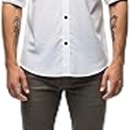Men's Cotton Button Down Shirt, Long Sleeve, Regular Fit, Casual, White, Collared Neck-image-95